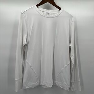 Lulu B‎ Top Shirt Womens XL White Scuba Resort UPF Coastal Beach Thumb Holes